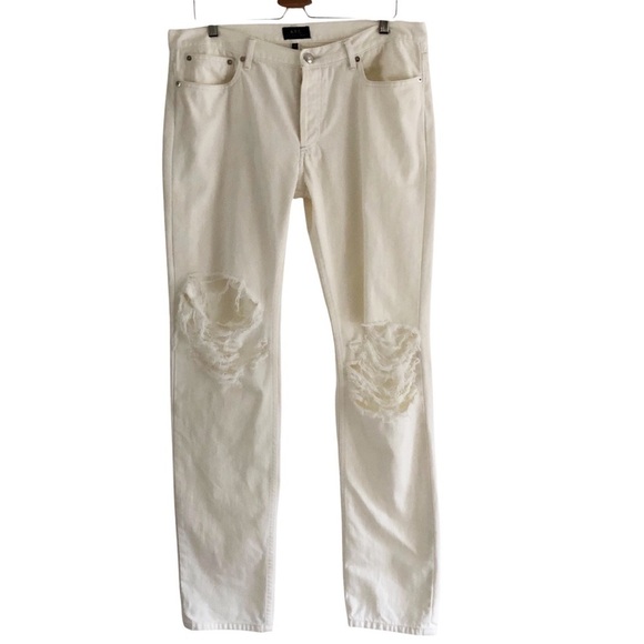 A.P.C. Petit New Standard Mens Distressed White Button Fly Jeans 34 - Picture 1 of 12